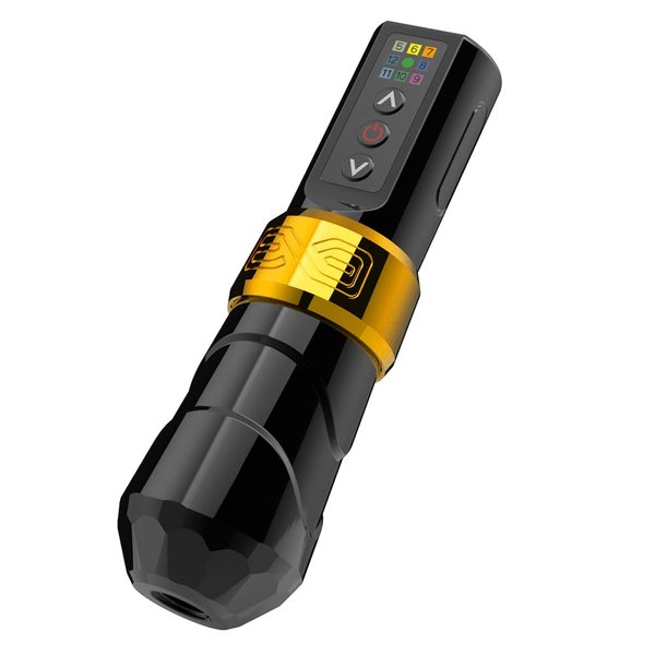 Wireless Tattoo Machine Pen Rotary Cartridge Tattoo Gun with 2400mAh Battery Power Coreless Motor Tattoo Equipment Supply for Professionals and Beginners Tattoo Artists, Gold