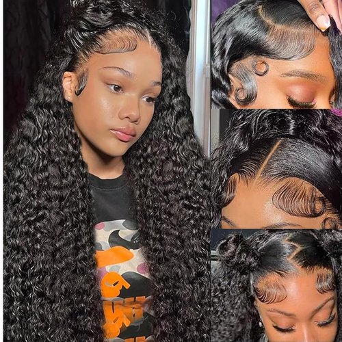 22 Inch Lace Front Wigs Human Hair 13X6 Deep Wave Lace Front Wigs Human Hair Pre Plucked Glueless HD Lace Front Wigs 200 Density Deep Curly Lace Frontal Wigs Human Hair for Women Natural Color