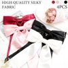 SAWINDA 4PCS Satin Hair Bows for Girls Bowknot Hair Barrette Ribbon Bows Ponytail Holder Accessories with Oversize Tail Wedding Prom Daily Outfits Hair Bow Accessories for Women (Black&Red&Pink&White)