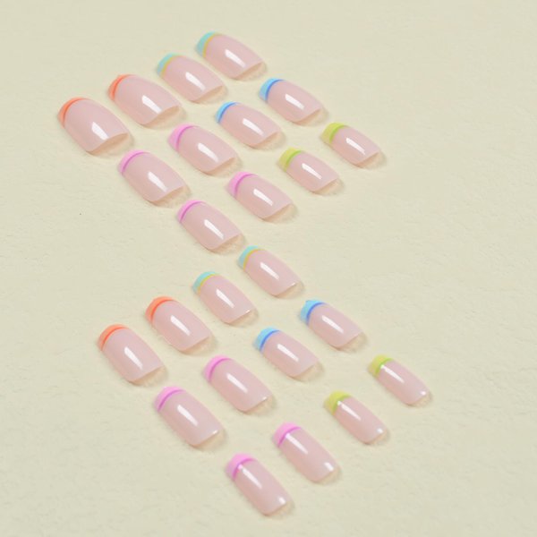 Curvlife Rainbow Short Press On Nails Stick On Nails Short Fake Nails Design Glossy Acrylic Nails Stick On Nails Tips Glue On Nails False Nails For Women Nail Kit With Nail Glue