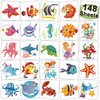 CHARLENT 148 PCS Ocean Animals Temporary Tattoos for Kids - Sea Creature Individual Tattoos for Boys Girls Ocean Birthday Party Favors Goodie Bag Fillers