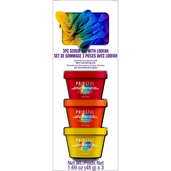 Prideful 3pc Body Scrub with Mesh Sponge Loofah