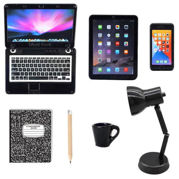 LCXYYY Dollhouse Miniature Laptop Computer Tablet Phone Simulation Accessories, 1:6 Scale Dollhouse Accessories Dolls Play Sets