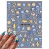 3Sheets Starfish Seashell Nail Art Stickers 5D Embossed Self-Adhesive Summer Nail Design Decals Ocean Theme Nail Adhesive Stickers Nail Art Supplies for Women Acrylic Nails DIY Nail Decoration