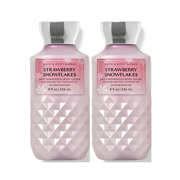Bath & Body Works Bath and Body Works Strawberry & Snowflakes Super Smooth Body Lotion Sets Gift For Women -2 Pack (Strawberry & Snowflakes), 8 Fl Oz (Pack of 2), 8.0 ounces, 16.0 Fl Oz