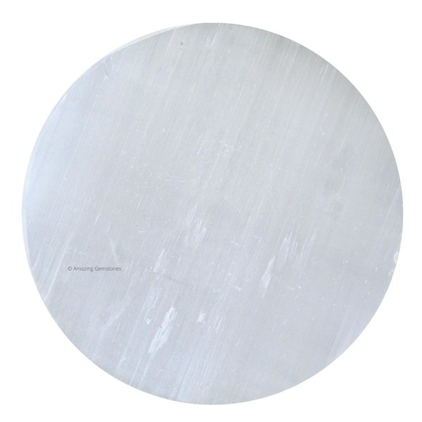 Selenite Crystal Charging Plate For Crystals And Healing Stones, 4" Selenite Crystal Plate Coaster For Home Office Table Decor (Selenite Round Disc)