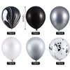 Hsei 60 Pieces Black Tie Dye Balloons Black White Silver Agate Latex Marble Balloons Colorful Balloons for Jungle Wedding Office Birthday Party Supplies