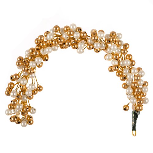 Gajra Artificial Flower Hair Bun Accessories Indian Handmade Hair Ornament for Women Partywear Marriage Mehndi Festival Gifting (Gold and White)