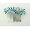 Faship Malibu Blue Teal Crystal Floral Hair Comb
