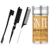 Edge Brush, Wax Stick for Hair 4Pcs, Hair Wax Stick for Flyaway, Slick Back Hair Brush for Smooth, Teasing Brush for Add Volume, Rat Tail Combs for Parting