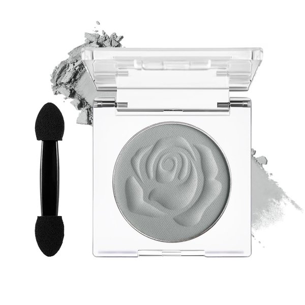 DE'LANCI Matte Grey Eyeshadow Single, Matte Gray Eyeshadow Palette For Cool Tone, Longwear Natural Punk Goth Grey Eye Shadow Makeup, Blendable Blue Grey Smoky Eye Makeup for Women Day & Night, #03