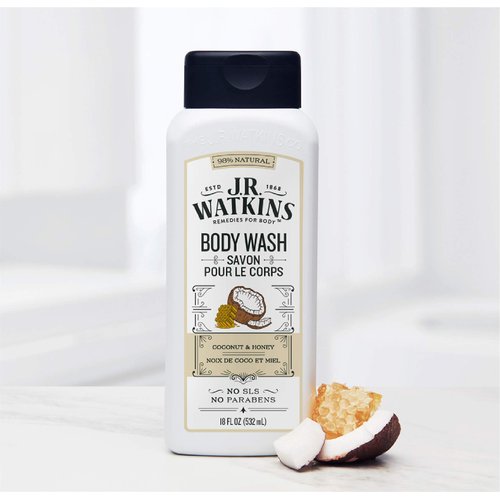 J.R. Watkins Daily Moisturizing Coconut Milk and Honey Body Wash, 18 Fl Oz