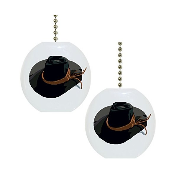 Carolina Hardware and Decor Set of 2 Cowboy Hat (NOT hat shaped) Farm Western Solid Ceramic Fan Pulls