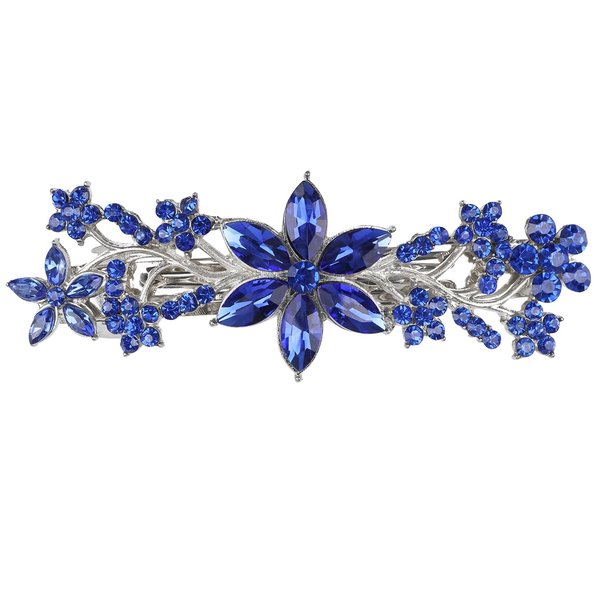 Crystal Hair Barrettes, Rhinestone Flower Hairpins Hair Clips, Sparkly Austrian Hairgrip Hair Headwear Accessories for Women Girls (Blue)