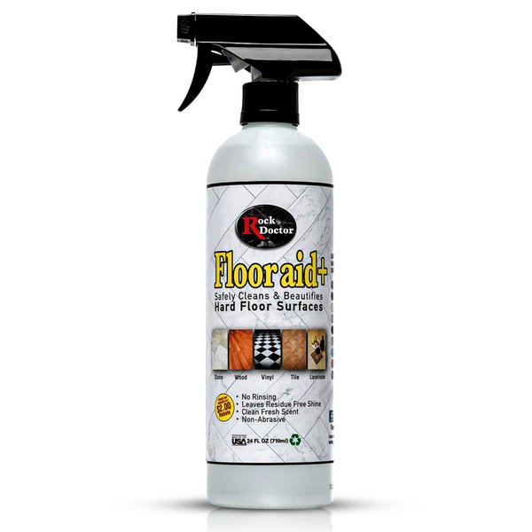 Rock Doctor Flooraid+ Multi Surface Cleaner for Hard Floor Surfaces, Cleans Vinyl, Ceramic Tile, Stone, Laminate, and Hardwood Flooring, Biodegradable, 24 oz. Bottle Pack of 1