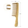 O BRUSHZOO Wood Hair Comb for Women Men, Wide Tooth Comb for Curly Thick Long Wet Dry Hair, Wooden comb for Hair Massage Detangle