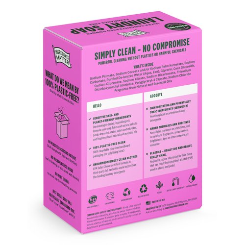 Ingredients Matter Powder Laundry Soap - Lavender Scent, Hypoallergenic Detergent, Natural & Eco-Friendly, Plastic Free, Made in USA, Natural Essential Oils & Dermatologist Tested - 15 oz, 30 Loads