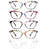 MODFANS Womens Reading Glasses Women 5 Pack Fashion Ladies Readers Comfort Spring Hinge Lightweight cateye Frame with Pouch 1.25