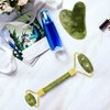 Jade Roller Gua Sha Scarping Tool, Natural Jade Face Beauty Roller Skin Care Tools, Jade Roller Set for Face Eye Neck Body Massage