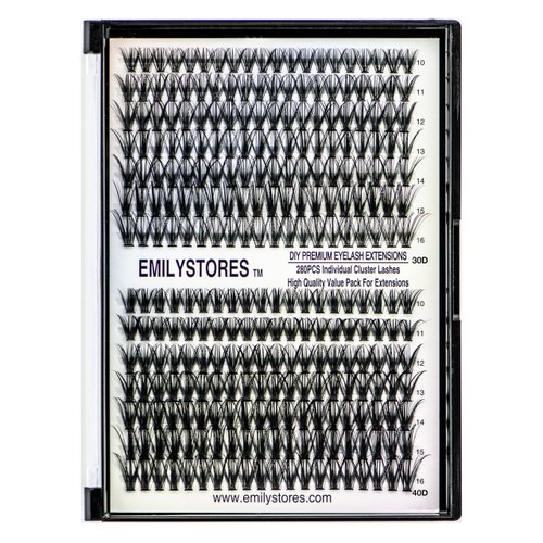 EMILYSTORES Lashes Extension Kit DIY 280pcs Lash Clusters Eyelash Extension Kit, 10-16mm Mix Sizes 50D 60D D Curl Individual Lashes Kit for DIY Eyelashes (50D+60D)