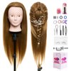 Neverland Beauty Mannequin Head with 50% Real Human Hair, 24 Inch Makeup Hairdressing Training Head Braiding Mannequin Head Manikin Styling Head Cosmetology Practice Doll Head with False Eyelashes #27