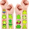 102 PCS Frog Temporary Tattoos Birthday Party Decorations Favors Supplies Decor Green Frog Princess Reptile Stickers For Teacher Boys Girls Gift School Prizes Rewards