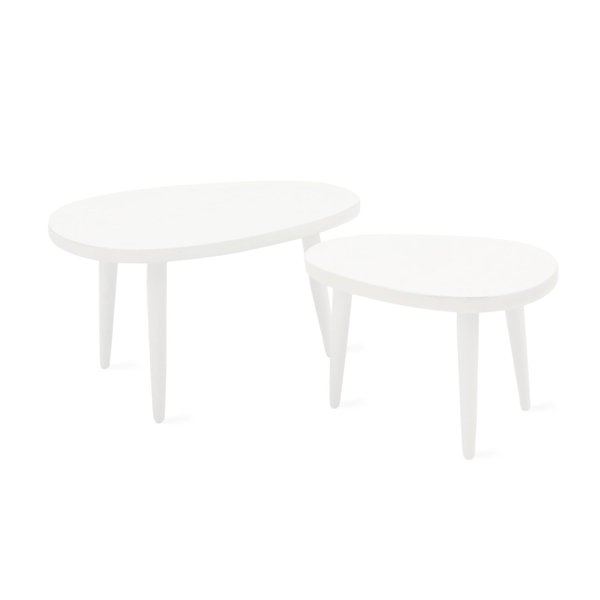 Miniature Furniture 2 PCS Dollhouse Table Wooden Triangle Table Set 1/12 Scale Mini House Model Accessories Miniature Dining Room Decoration (White)
