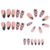 French Tip Press on Nails Medium Almond Fake Nails Gold Line with Leopard Print Design Pink False Nails Acrylic Full Cover Artificial Nails Glossy on Nails Stick on Nails for Women Manicure Art 24Pcs