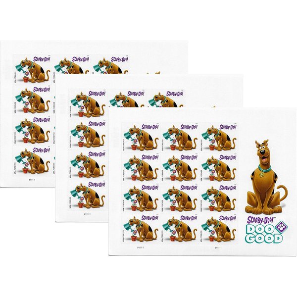 USPS Scooby-Doo! Pane of 12 First-Class Forever Stamps Scott 5299 (3 Sheets of 12)