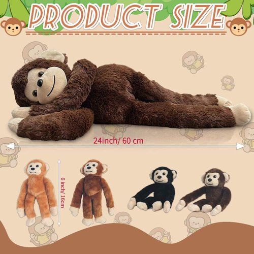 Youthfuljive 5 Pcs Monkey Stuffed Animal Set,Mom and Baby Stuffed Monkeys,A Pregnant Monkey Plush Toy and 4 Small Monkey,Christmas Birthday Gifts for Kids