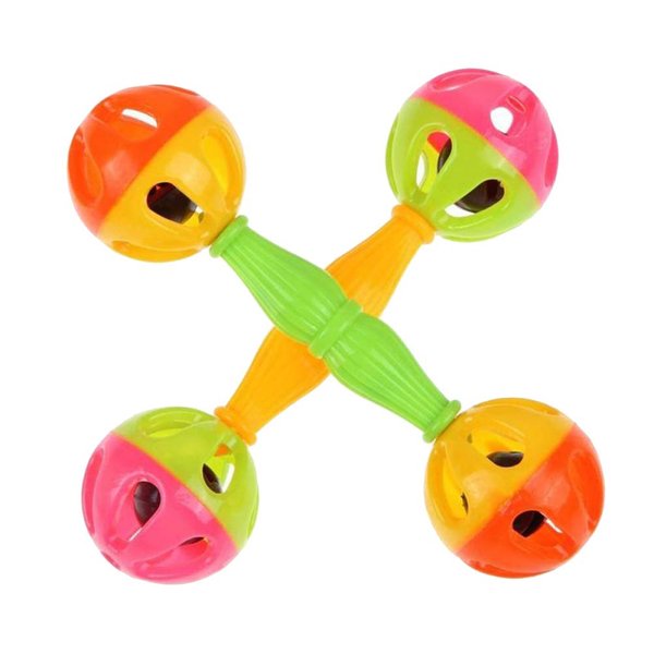 POPETPOP 2Pcs Bird Parrot Toys Rattle Bells, Plastic Hammer Rattle, Early Educational Instrument Music Toys, Parakeets Cockatiels Love Birds Foraging Foot Toys (Mixed Style)