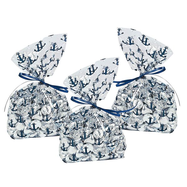 Fun Express Nautical Anchor Cellophane Party Favor Bags - 12 pcs by Party Supplies