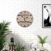 Funny Wood Wall Clock Lake is Happy Place Easy to Use Rustic Round Wooden Clock Easy to Read Stylish Wall Wood Clock Countryside Wall Hanging Art for Lake House Dining Room Study Decor