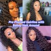 Urgirl Wear and Go Glueless Wigs Human Hair Pre Plucked Pre Cut Water Wave Lace Front Wigs Human Hair for Black Women 13x4 HD Lace Closure Human Hair Wigs 200 Density Deep Curly Lace Frontal Wigs