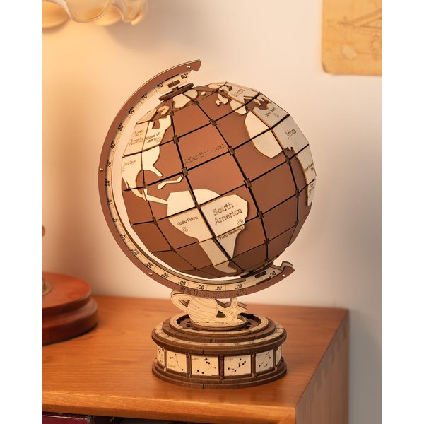 Wowood 3D Puzzles Globe for Adults-Global Wonders, 3D Wooden Puzzles Model Building Creation Set for Adults, Home Decor/Creative Gifts/DIY Crafts for Teens (277PCS)