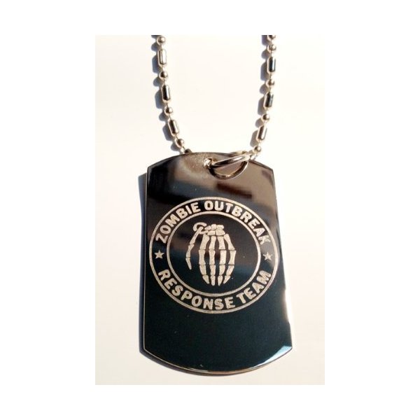 Zombie Outbreak Response Team Zort Z.o.r.t Skull Military Logo Symbols - Military Dog Tag Luggage Tag Key Chain Metal Chain Necklace