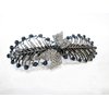 Blue gray silver leaf and bow crystal hair clip barrette bridal hair clip