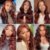 XTERFSTY Long 30 Inch Reddish Brown 5x5 HD Lace Closure Wigs Human Hair 180% Density 33B Body Wave Lace Front Wigs Human Hair Glueless Body Wave Closure Wigs For Women Pre Plucked with Baby Hair