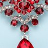 Rumtock Ruby Red Rhinestones Elegant Silver Brooch for Women Girls Spark Jewelry Prom Dancing Ball