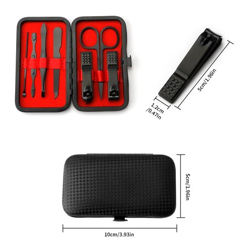 Manicure Set Nail Clippers Nail Tools Pedicure Supplies Nail Clippers for Women Men Nail Set Mens Manicure Kit Fingernail Toenail Clippers 8 in 1 Manicure Tools Black with Leather Travel Case