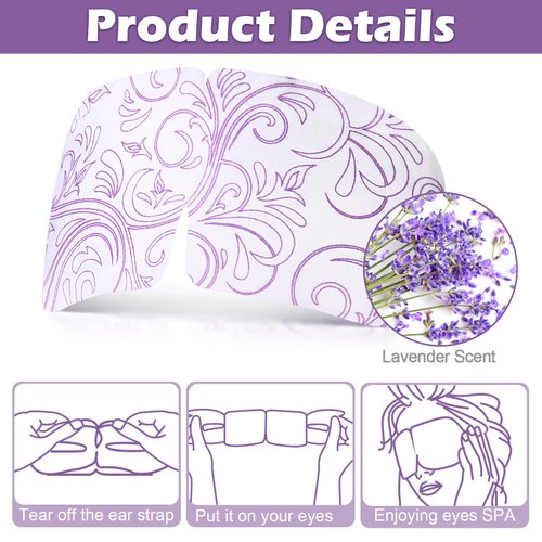 Silicherry 50 Packs Steam Eye Mask for Dry Eyes Spa Warm Sleep Eye Mask Self Heating Disposable Eye Masks for Home Office Travel Eyestrain Relieve (Lavender Scent)