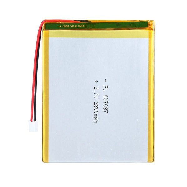 AKZYTUE 3.7V 2800mAh 407087 Lipo Battery Rechargeable Lithium Polymer ion Battery Pack with JST Connector