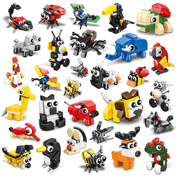 Kids Party Favors 30 Packs Animals Building Blocks Set - 758 PCS Building Blocks Toy for Classroom Prizes Stocking Stuffers Game Rewards Party Favors Treasure Box Toys