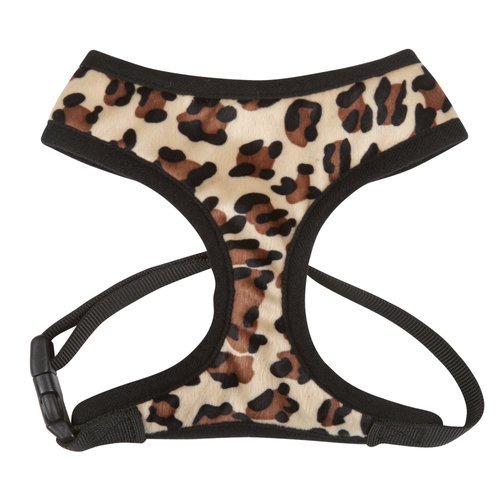 East Side Collection Polyester Plush Leopard-Print Dog Harness, Medium