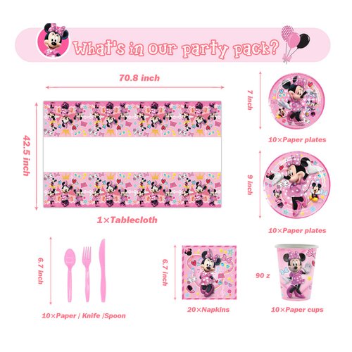 Mouse Birthday Party Supplies Mouse Party Decorations Include Plates,Cups,Napkins,Forks,Knives,Spoons and Mouse Tablecloth Mouse Party Supplies for Kids