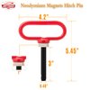 Magnetic Hitch Pin - Heavy Duty Ultra Strong Neodymium Magnet Trailer Gate Pin for Easy One-Handed Hook On & Off, for Lawn Mower Trailer Hitch Pin and Tow Behind Attachments（Red）