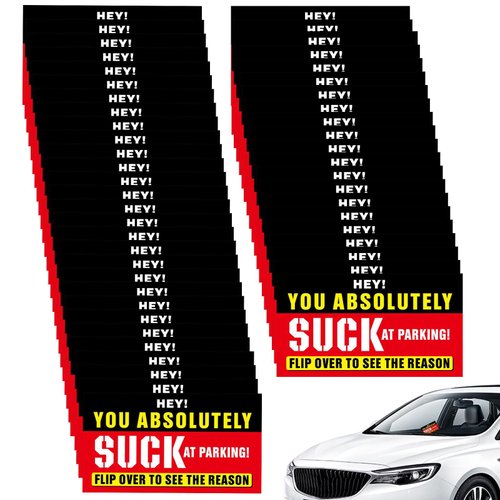 Bad Parking Stickers, 50pcs Paper Prank Card Parking Cards, Fake Parking Ticket Prank Card, Funny You Parked Like an Idiot Cards, Bad Parking Cards, Bad Parking Notes Business Cards, Car Accessories