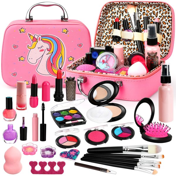Kids Makeup Kit for Girl, Real Makeup for Kids, Washable Toddler Makeup Kit Play Makeup Girl Toys for Kids 4 5 6 7 8 9 Years Old Girls Birthday Gift.