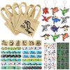 Golray 48Pcs Dinosaur Party Favors Dino Tote Non-woven Bags Dinosaur Keychain Slap Bracelets Glow In Dark Tattoos for Boy Kids Dinosaur Themed Birthday Party Supplies Treat Gift Goodie Bag Fillers