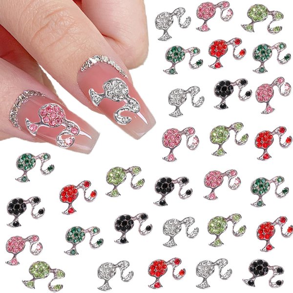 LIFOOST Rhinestones for Nails Beauty Head Kawaii Nail Charms 30pcs Nail Gems 3D Alloy Cute Charms for Nails Design